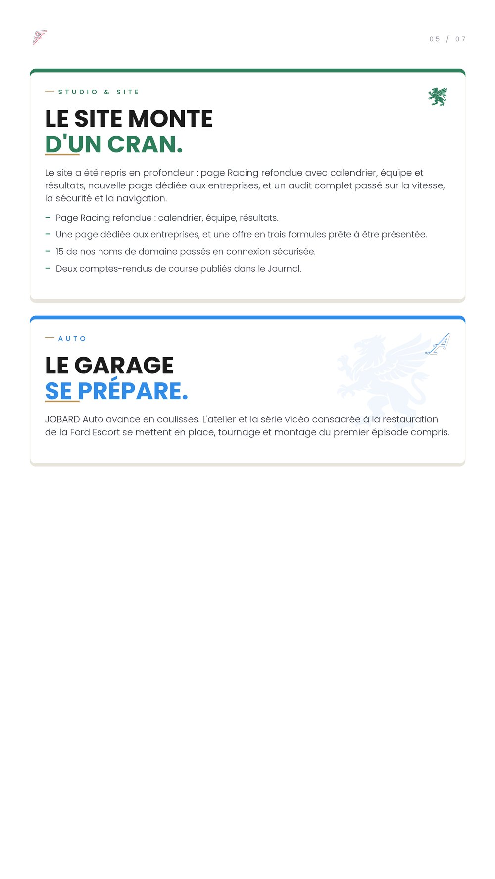 Studio, Site et Auto