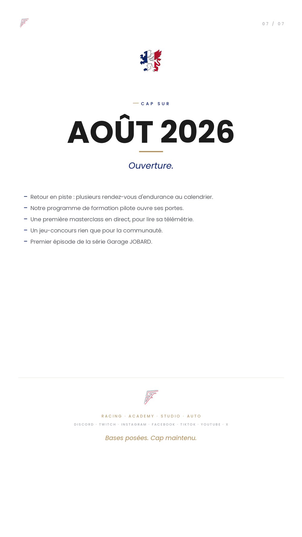 Cap sur août 2026