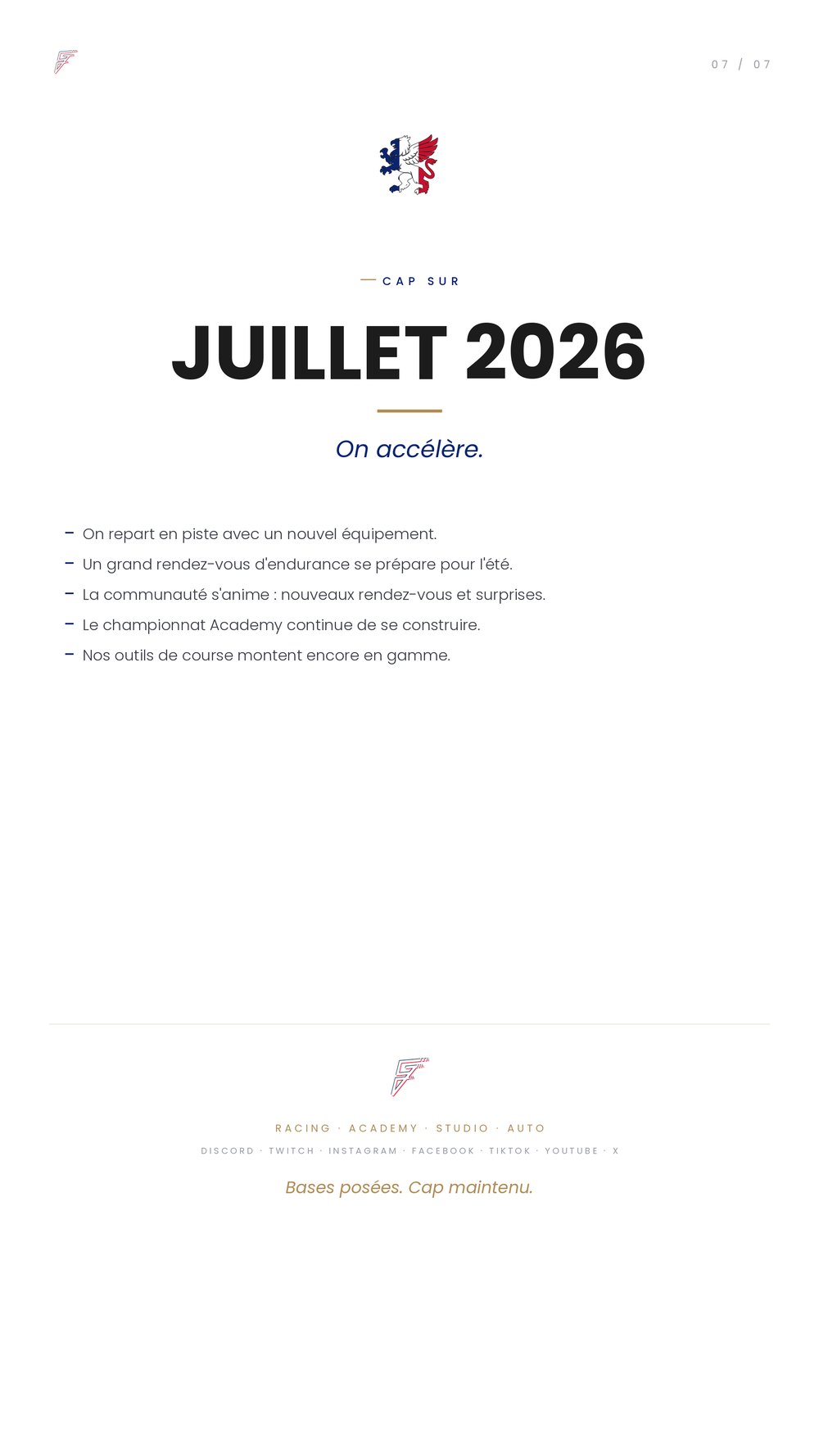 Cap sur juillet 2026