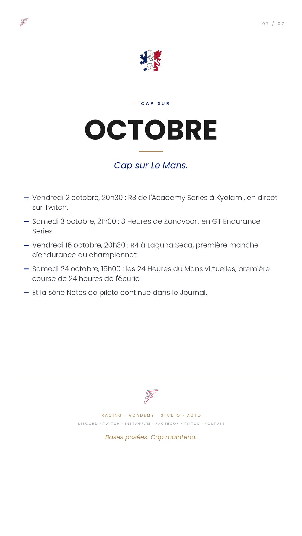 Cap sur octobre 2026